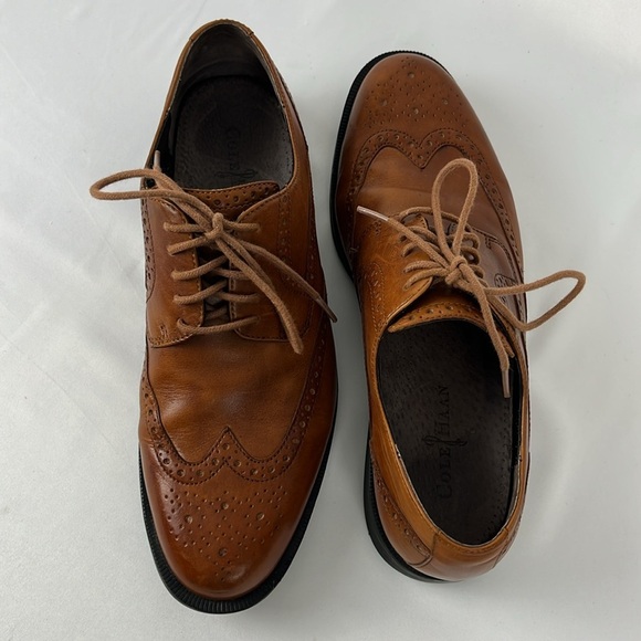 COLE HAAN Men Collen Wing Tip II British Tan Brown Oxford C12489 SZ 9.5 - Picture 12 of 16